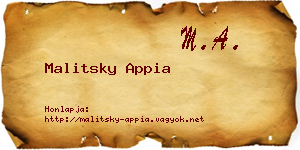 Malitsky Appia névjegykártya